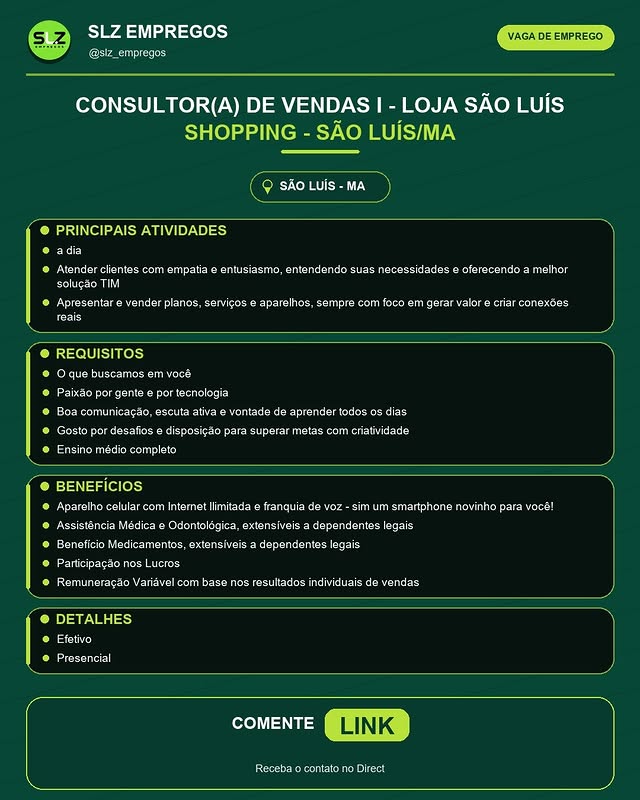 Consultor(a) de Vendas I - Loja São Luís Shopping - São Luís/MA